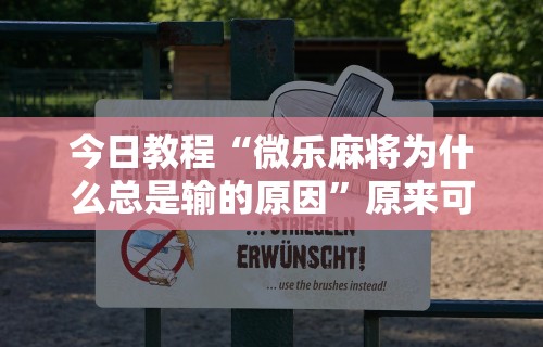 今日教程“微乐麻将为什么总是输的原因”原来可以开挂