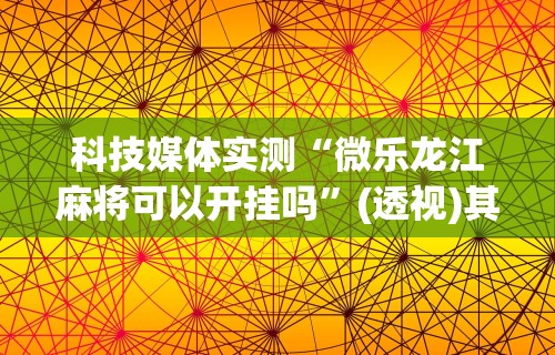 科技媒体实测“微乐龙江麻将可以开挂吗”(透视)其实真的有挂