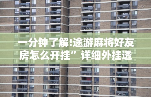 重大来袭“同城麻将怎么开挂”掌握辅助功能必胜规则