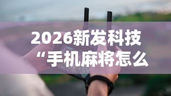 2026新发科技“手机麻将怎么玩能赢”辅助工具插件,揭秘技巧开挂